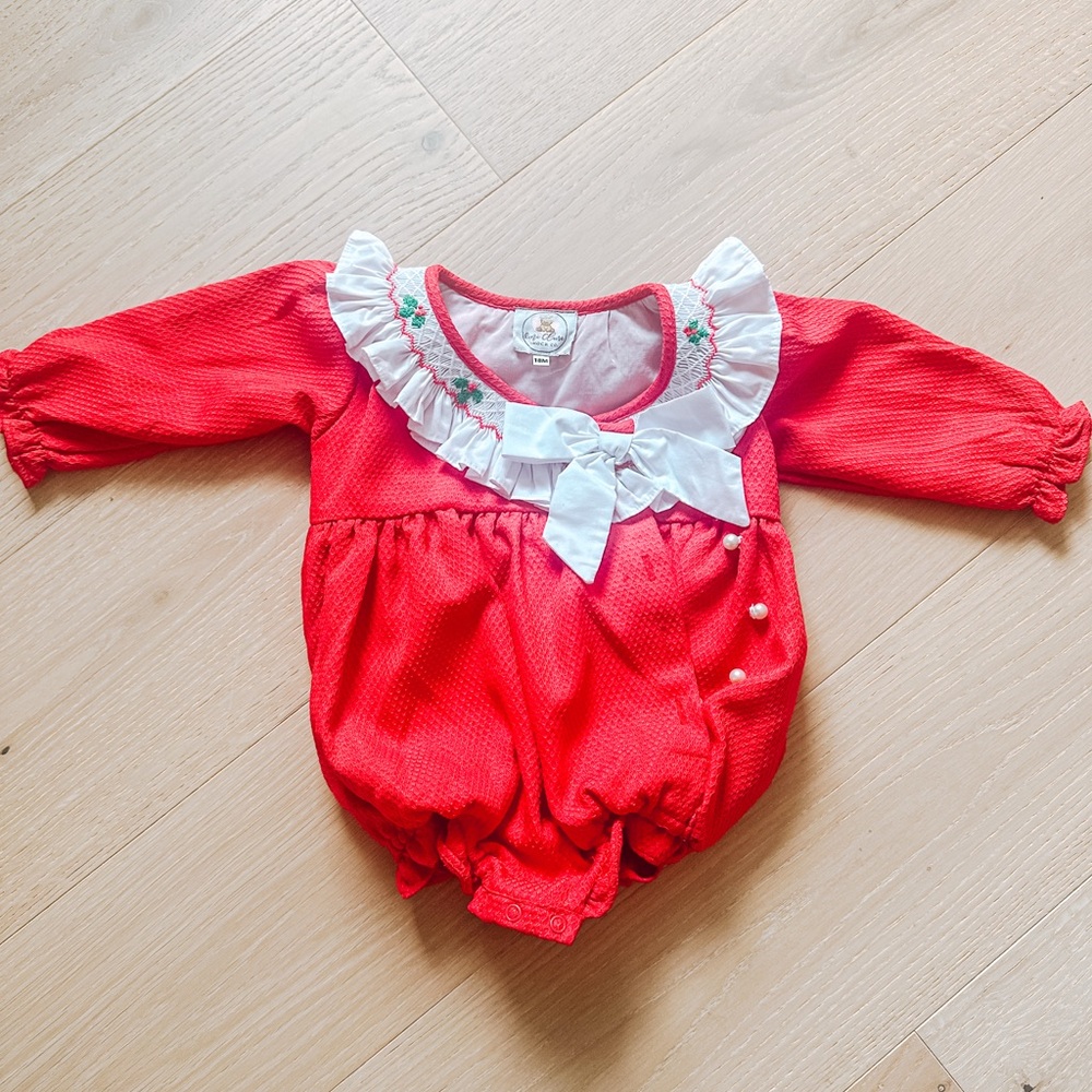 Charming Red Ruffled Kids Bodysuit
